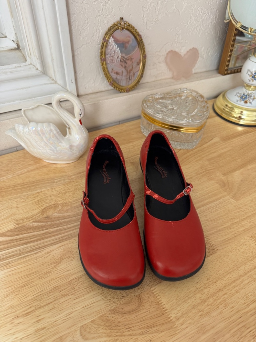 2000s Skechers Red Faux Leather Mary Jane Chunky Clogs Size 7 Whimsy Grunge - Picture 11 of 15